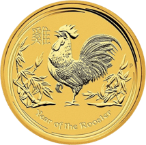 1/10 Unze Goldmünze Lunar II Hahn 2017