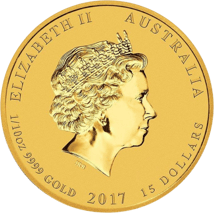 1/10 Unze Goldmünze Lunar II Hahn 2017