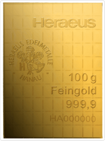 100 x 1g Gold Tafelbarren (Combibar)