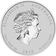 10 Unze Silbermünze Lunar II Hund 2018
