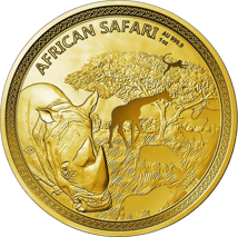 1 Unze Gold African Safari Nashorn 2018 PP (inkl. Holzbox & Zertifikat | Auflage: 99)