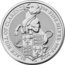 2 Unze Silbermünze Queen's Beasts Bulle 2018