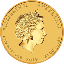1/2 Unze Goldmünze Lunar II Schwein 2019