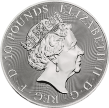 10 Unze Silbermünze Queen's Beasts The White Lion of Mortimer 2021