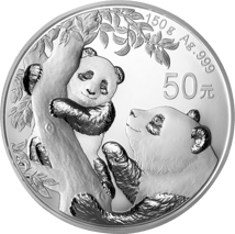 150g Silber China Panda 2021 PP (Polierte Platte | Auflage: 60.000)