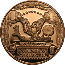 1 Unze Kupfermünze 1 Dollar Banknote