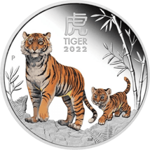 1 Unze Silber Lunar III Tiger 2022 Tiger (Auflage: 6.000 | coloriert | Polierte Platte)