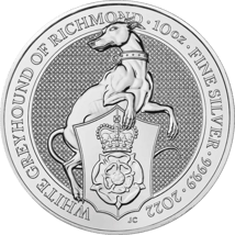 10 Unze Silber The Queen's Beasts The White Greyhound of Richmond 2022
