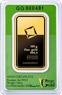 100g Goldbarren Valcambi Green