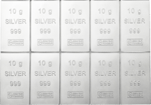 10 x 10g Silber Tafelbarren Combibarren
