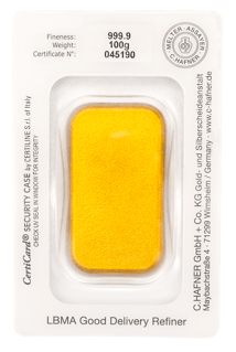 100g Goldbarren C. Hafner gegossen