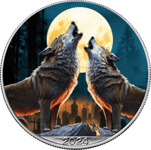 1 Unze Silber American Eagle Halloween Howling Wolves 2024 (Auflage: 2.024)
