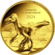0,5g Gold Prehistoric Life Utahraptor 2024 (Auflage: 2.000 | Polierte Platte)