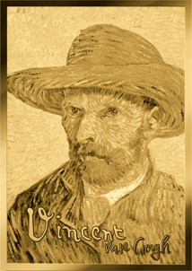 Gold Vincent van Gogh Selbstportrait mit Hut Münze