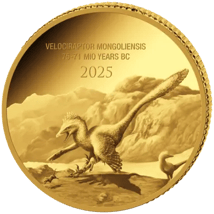 0,5 g Gold Prehistoric Life Velociraptor 2025 (Auflage: 2.000 | Polierte Platte)