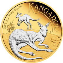 2 Unze Silber Känguru Nugget 2025 (Auflage: 3.000 | teilvergoldet | Polierte Platte)