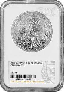 1 Unze Silber Germania 2025 First Day of Production (Auflage: 500)