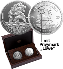Big Five III Silber Krügerrand Privymark Set Löwe 2025 (Auflage: 1.000 | Polierte Platte)