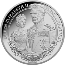 1 Unze Silber Portraits of Power Elizabeth II. & Charles III. 2025 (Auflage: 999 | Polierte Platte)