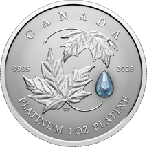 1 Unze Platin Maple Leaf Aquamarin 2025 (Auflage: 450 | Reverse Proof)