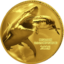 0,5g Gold Prehistoric Life Megalodon 2025 (Auflage: 2.000 | Polierte Platte)