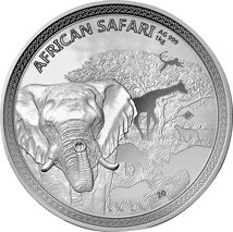 1kg Silber African Safari Elefant 2020 (Auflage: 100 | Polierte Platte | Zertifikat Nr. 100)