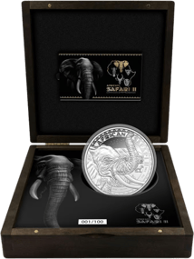 1kg Silber African Safari II Elefant 2022 (Auflage: 100 | Polierte Platte | Zertifikat Nr. 100)