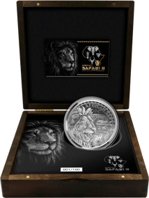 1kg Silber African Safari II Löwe 2024 (Auflage: 100 | Polierte Platte | Zertifikat Nr. 100)