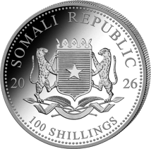 1 Unze Silber Somalia Elefant 2026 Tag Design (Auflage: 5.000)
