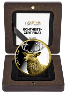 1 Unze Silber Hirsch 2025 (Auflage: 250 | teilvergoldet | Polierte Platte)