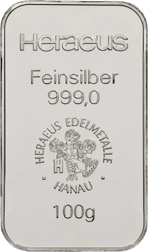 100g Silberbarren Heraeus