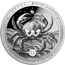 1 Unze Silber Sternzeichen Krebs 2026 (Auflage: 5.000 | Diamant | Polierte Platte)