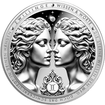 1 Unze Silber Sternzeichen Zwillinge 2026 (Auflage: 5.000 | Diamant | Polierte Platte)