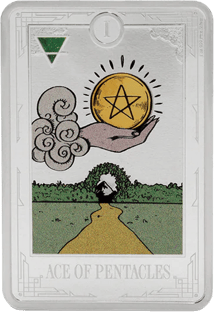 1 Unze Silber Tarotkarte Ass der Münzen 2026 (Auflage: 1.000 | Polierte Platte)