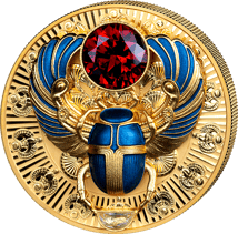 2 Unze Silber Altes Ägypten 3D Skarabäus 2026 (Auflage: 1.500 | vergoldet | Zirkonstein | Prooflike)