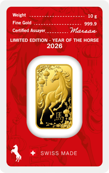 10g Gold Argor Heraeus Jahr des Pferdes 2026 (Auflage: 18.888)