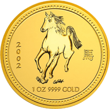 1 Unze Gold Lunar I Pferd 2002