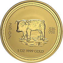 1 Unze Gold Lunar I Schwein 2007