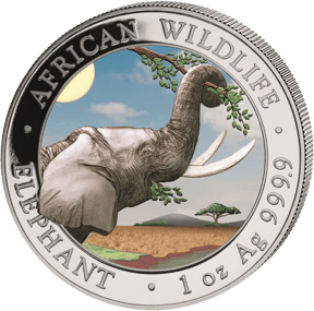 2 x 1 Unze Silber Somalia Elefant Tag & Nacht Set 2023 (Auflage: 500 | coloriert)