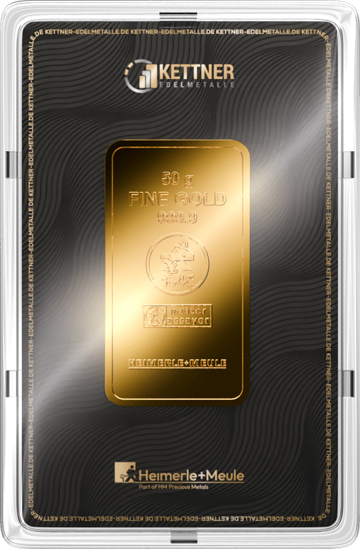 50g Goldbarren Heimerle und Meule (Kettner Edelmetalle)