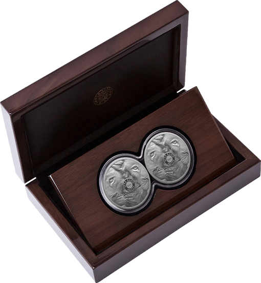 2 x 1 Unze Silber Big Five III Löwe 2025 Doppelkapsel (Auflage: 1.000 | Polierte Platte)