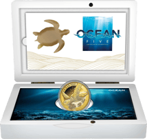 1 Unze Gold Ocean Five Schildkröte 2022 PP (Auflage: 100 | Polierte Platte | Zertifikat Nr. 100)
