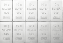 10 x 10g Silber Tafelbarren Combibarren