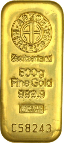 500g Goldbarren Argor Heraeus (Gussbarren)
