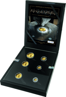 Gold Somalia Elefant First Struck Set 2025 (Auflage: 100 Stück)