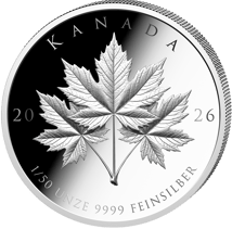 1/50 Unze Silber Triple Maple Leaf 2026 (Polierte Platte)