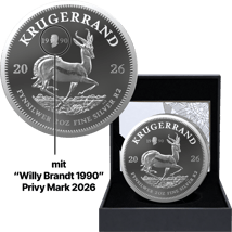 2 Unze Silber Krügerrand Willy Brandt Privymark 2026 PP (Auflage: 2.000 | Polierte Platte)