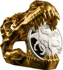 1 Unze Silber Tyrannosaurus Rex 2026 (Auflage: 499 | Dinoschädel | Polierte Platte)