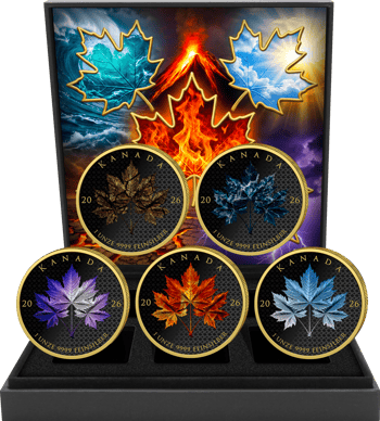 5 Elemente Triple Maple Leaves Set 2026 (Auflage: 50 | teilvergoldet)