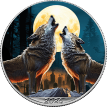 1 Unze Silber American Eagle Halloween Howling Wolves 2024 (Auflage: 2.024)